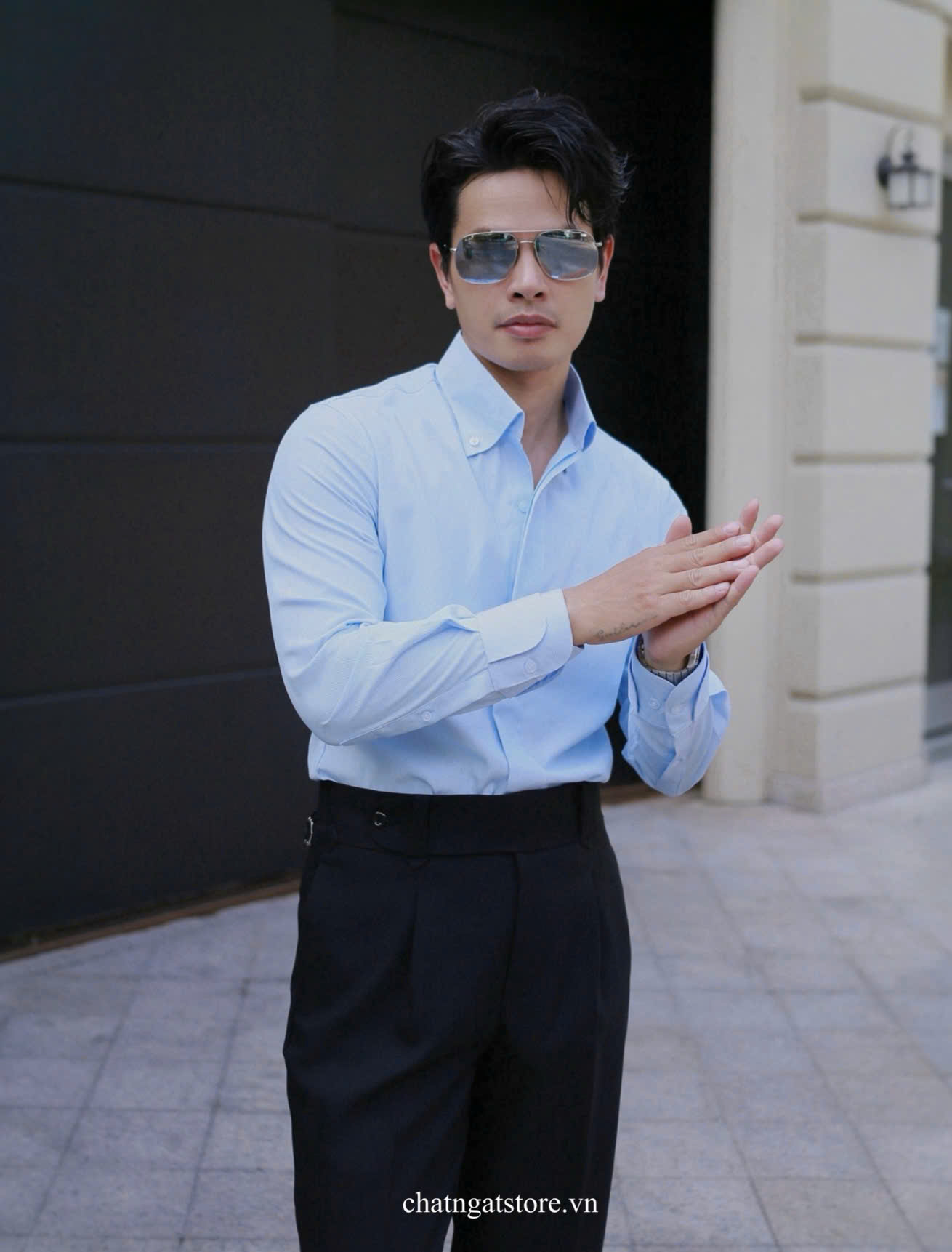 SƠ MI SỌC XANH NHỎ