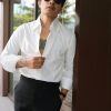 SƠ MI TRẮNG PHỐI TAY XANH